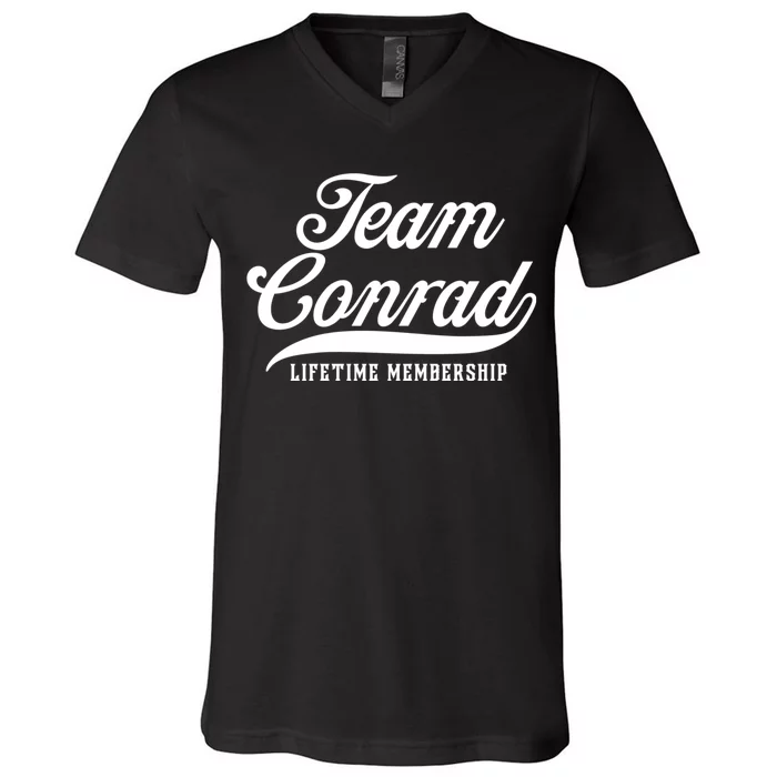 Team Conrad Lifetime Membership Family Surname Last Name V-Neck T-Shirt