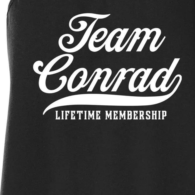 Team Conrad Lifetime Membership Family Surname Last Name Women's Racerback Tank