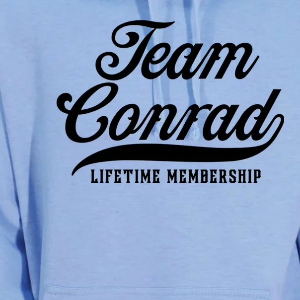 Team Conrad Lifetime Membership Family Surname Last Name Unisex Surf Hoodie