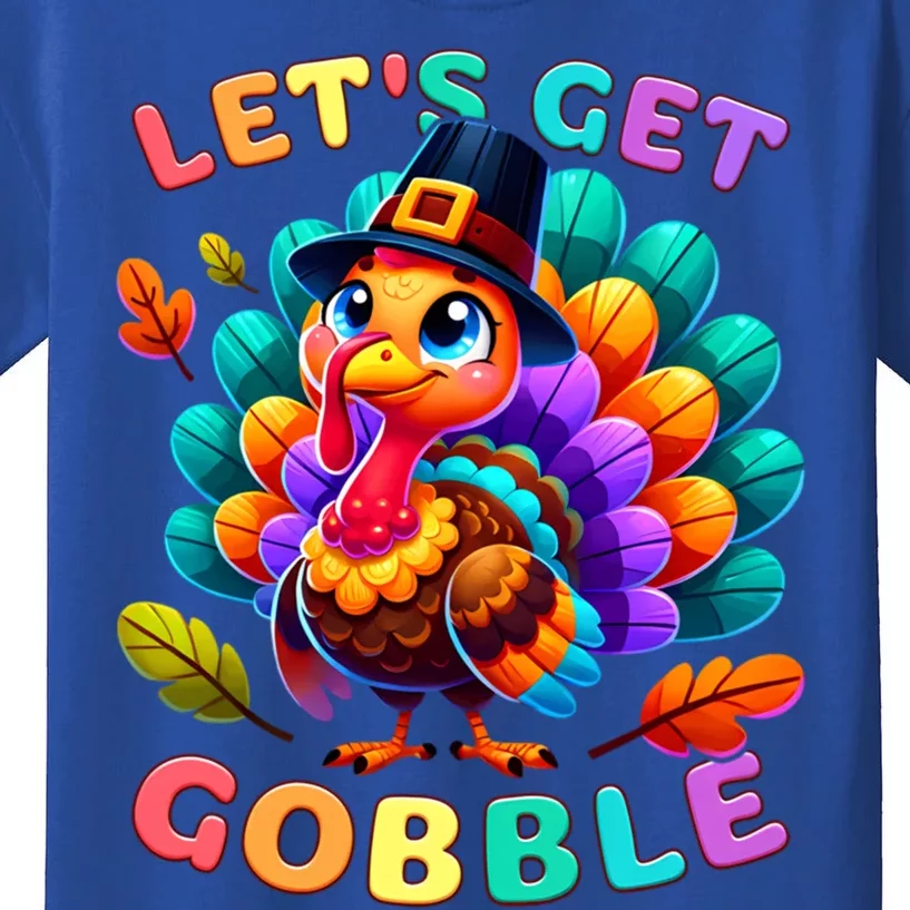 Thanksgiving Colourful Little Turkey Let S Get Gobble Cute Gift Kids T-Shirt