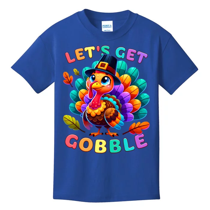 Thanksgiving Colourful Little Turkey Let S Get Gobble Cute Gift Kids T-Shirt