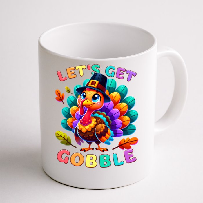 Thanksgiving Colourful Little Turkey Let S Get Gobble Cute Gift Front & Back Coffee Mug