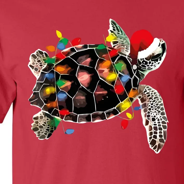 Turtle Christmas Lights Turtle Santa Hat Tall T-Shirt