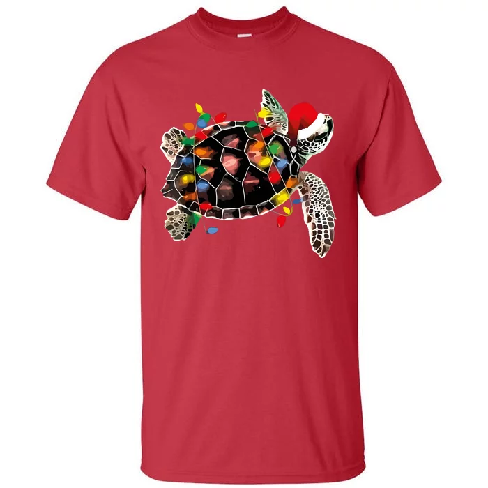 Turtle Christmas Lights Turtle Santa Hat Tall T-Shirt