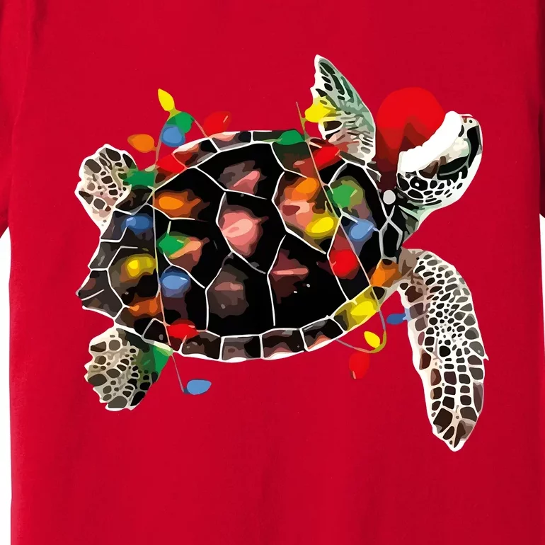 Turtle Christmas Lights Turtle Santa Hat Premium T-Shirt