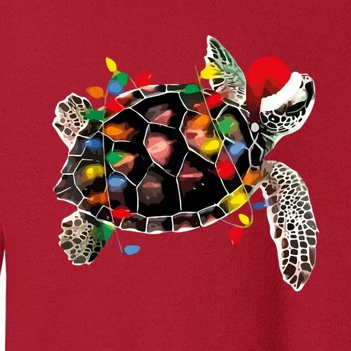 Turtle Christmas Lights Turtle Santa Hat Toddler Sweatshirt