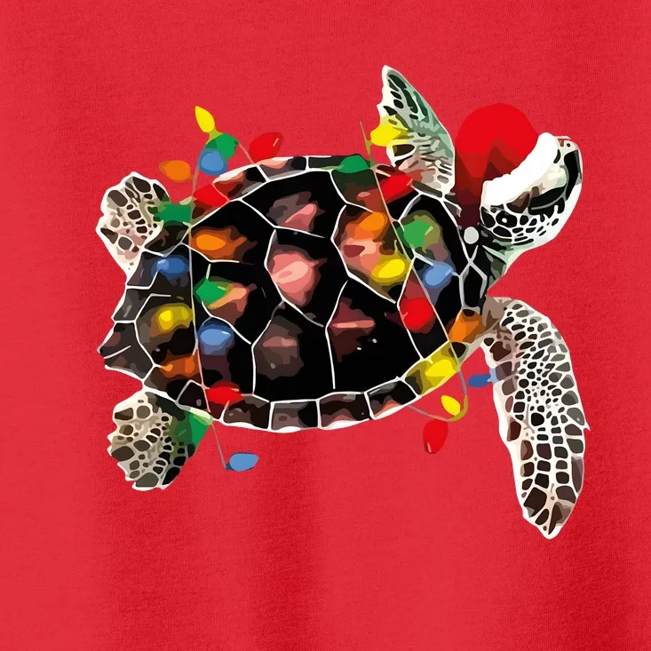 Turtle Christmas Lights Turtle Santa Hat Toddler T-Shirt