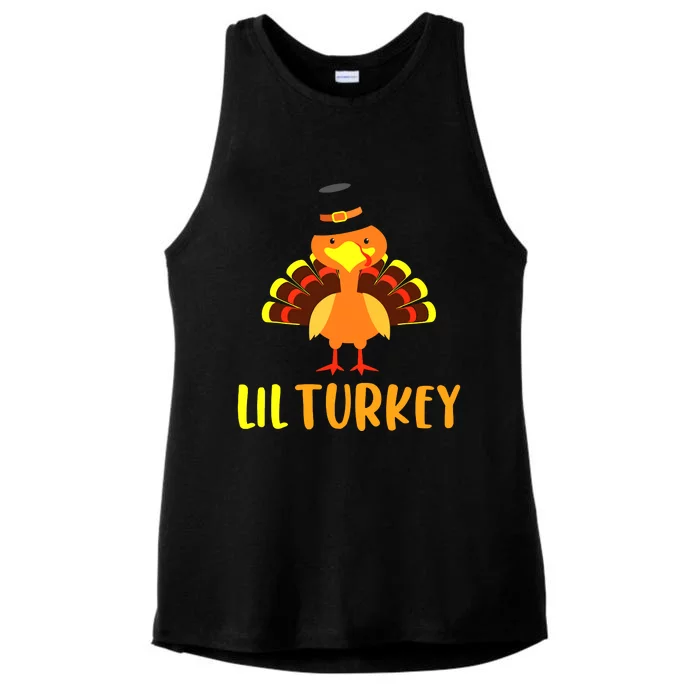 Thanksgiving Cute Lil Turkey Toddler Boys Thanksgiving Ladies Tri-Blend Wicking Tank