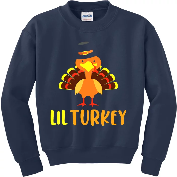 Thanksgiving Cute Lil Turkey Toddler Boys Thanksgiving Kids Sweatshirt