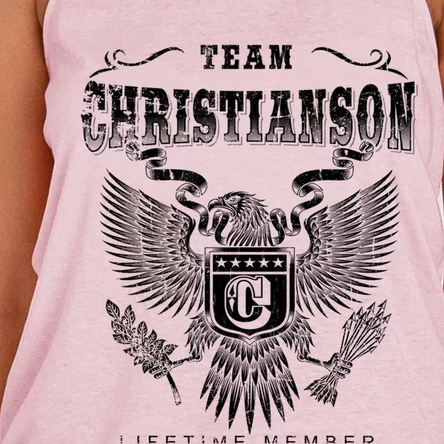 Team Christianson Lifetime Member Last Name Gift Women's Knotted Racerback Tank