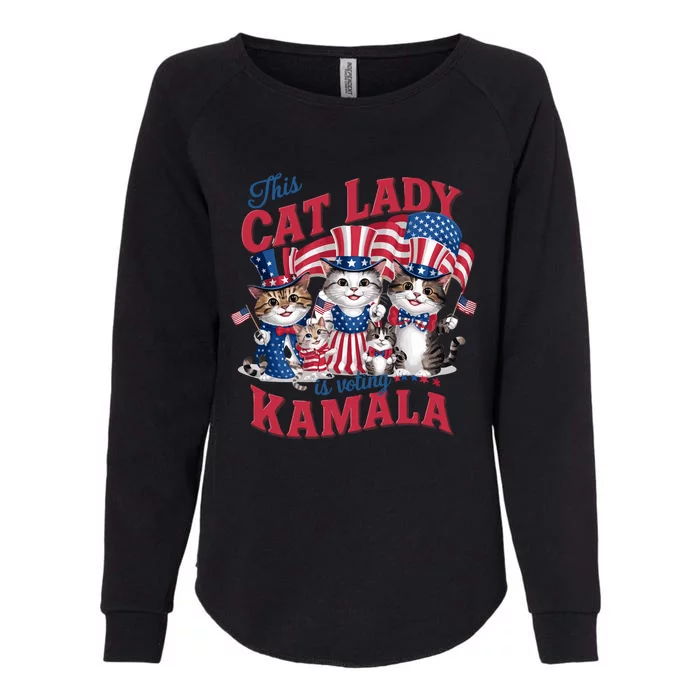 This Cat Lady Voting For Kamala Harris 2024 1st Female President Womens California Wash Sweatshirt