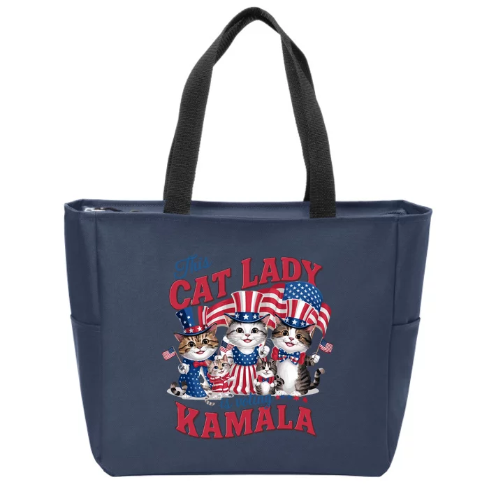 This Cat Lady Voting For Kamala Harris 2024 1st Female President Zip Tote Bag