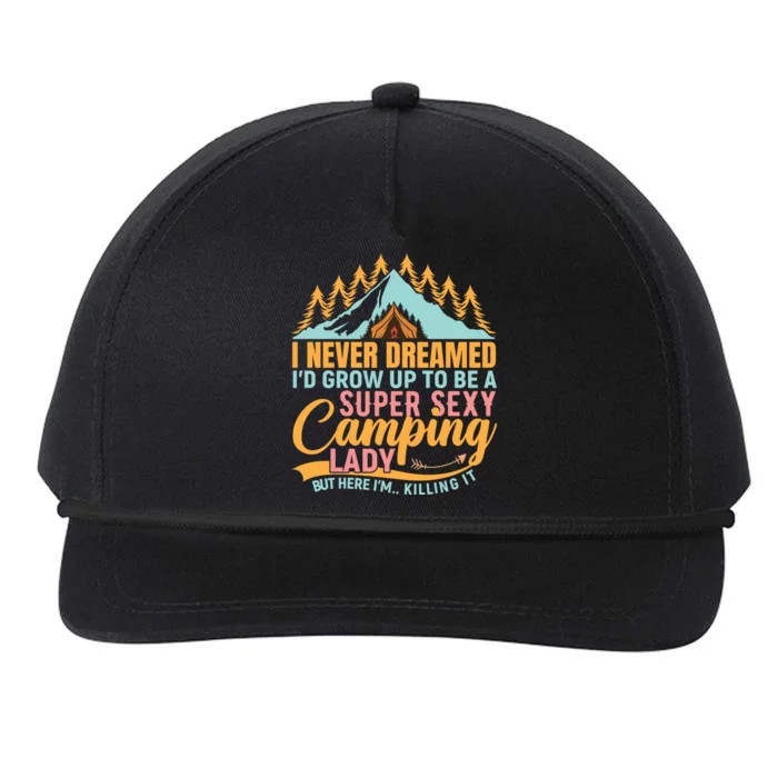 Typography Camping Lover T Snapback Five-Panel Rope Hat