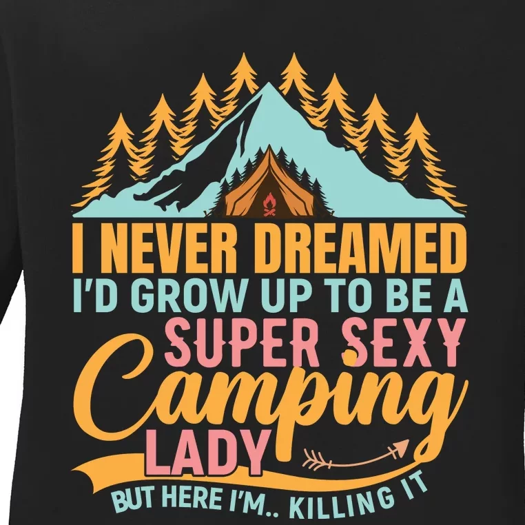 Typography Camping Lover T Ladies Long Sleeve Shirt