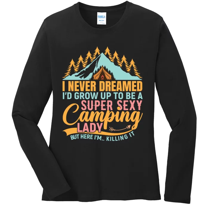 Typography Camping Lover T Ladies Long Sleeve Shirt