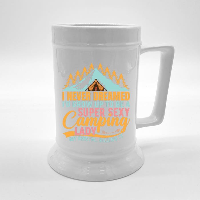 Typography Camping Lover T Front & Back Beer Stein