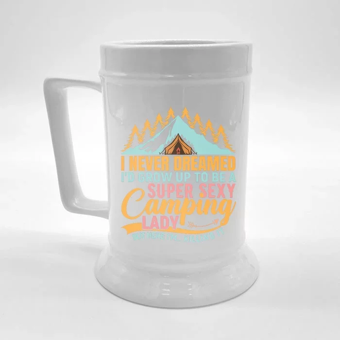 Typography Camping Lover T Front & Back Beer Stein