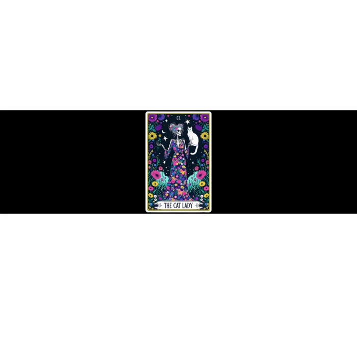 The Cat Lady Tarot Card Halloween Skeleton Skul Occult Magic Bumper Sticker