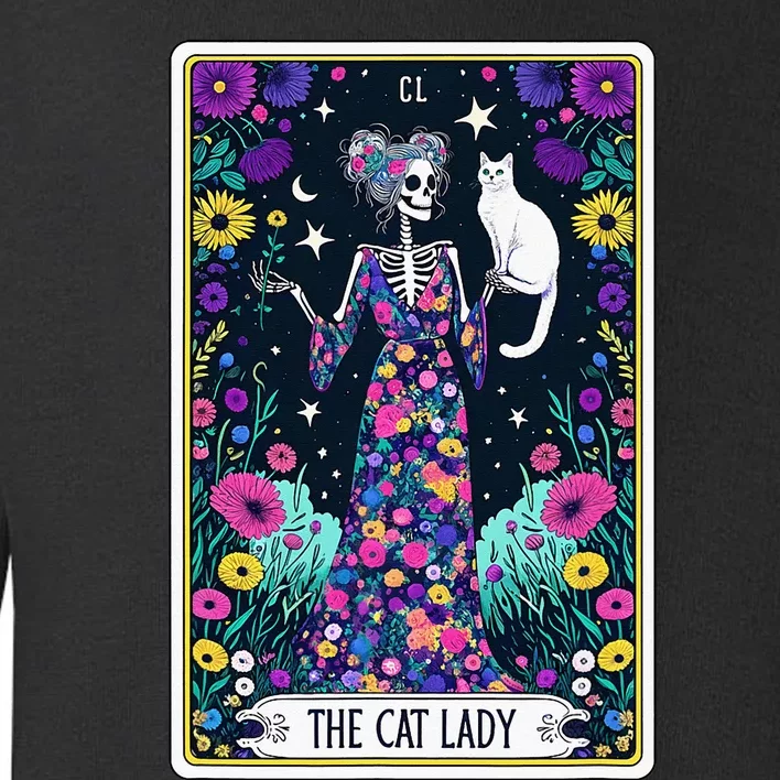 The Cat Lady Tarot Card Halloween Skeleton Skul Occult Magic Toddler Sweatshirt