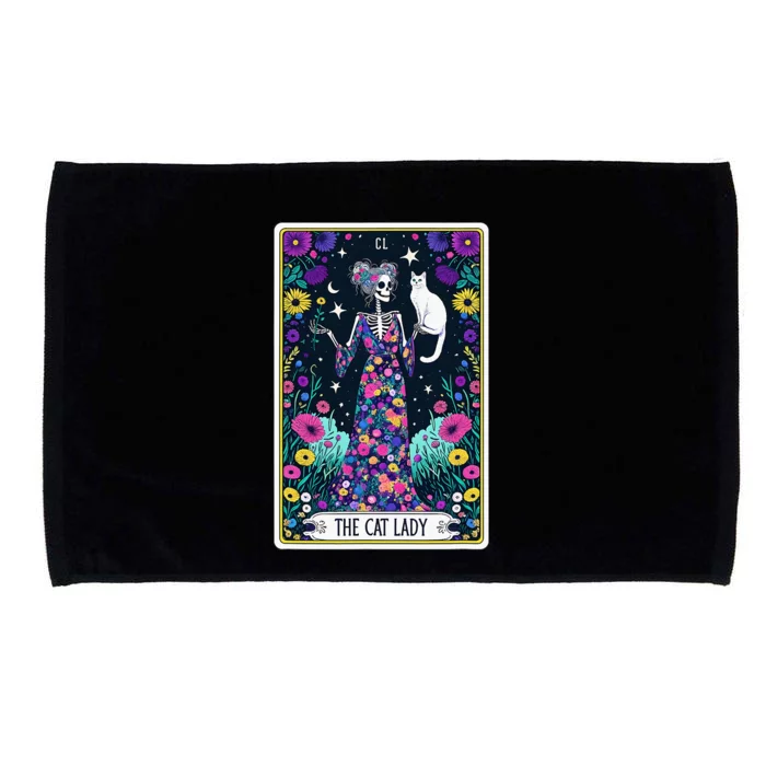 The Cat Lady Tarot Card Halloween Skeleton Skul Occult Magic Microfiber Hand Towel