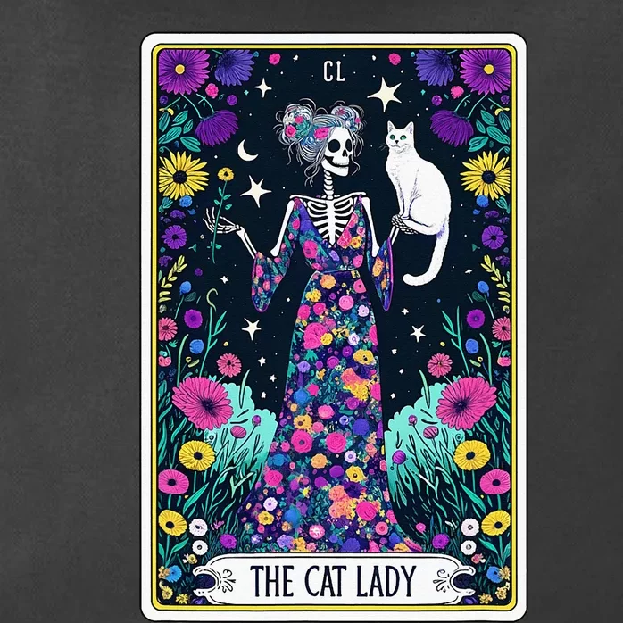 The Cat Lady Tarot Card Halloween Skeleton Skul Occult Magic Zip Tote Bag