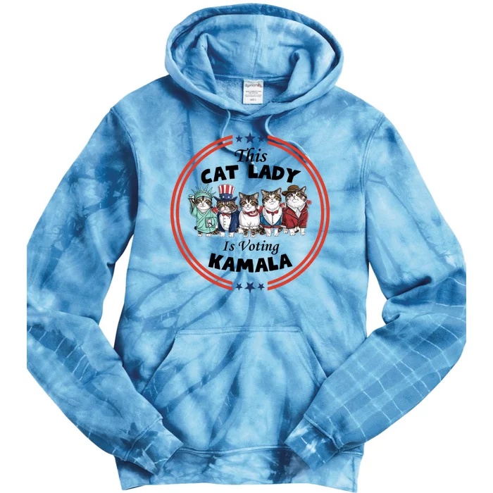 This Cat Lady Voting For Kamala Harris 2024 1st Female President Tie Dye Hoodie