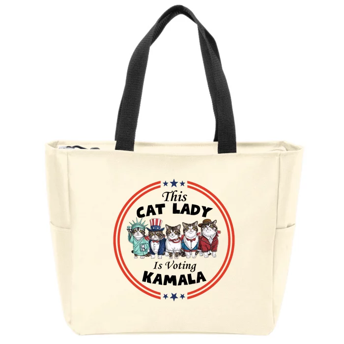 This Cat Lady Voting For Kamala Harris 2024 1st Female President Zip Tote Bag