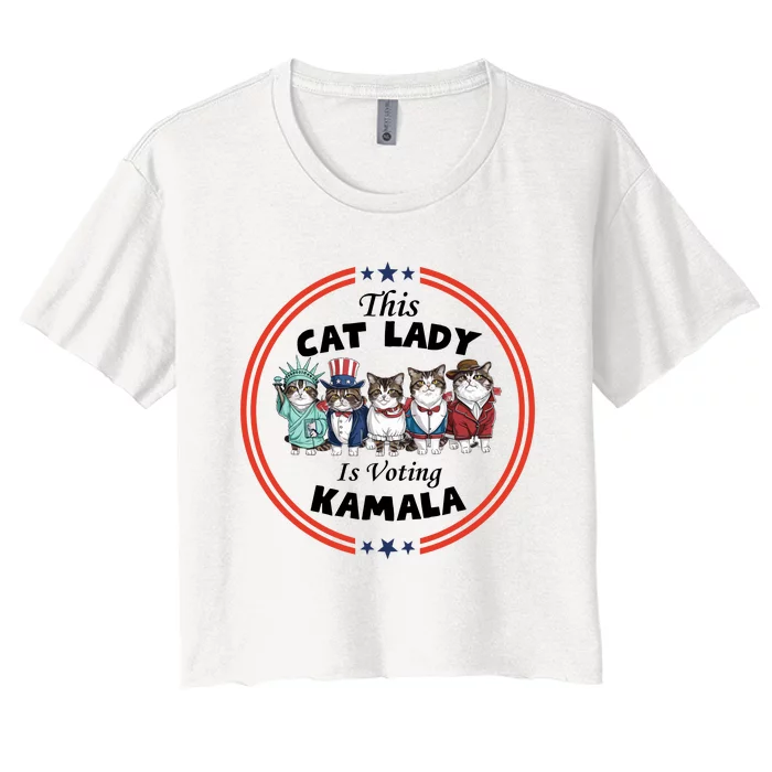 This Cat Lady Voting For Kamala Harris 2024 1st Female President Women's Crop Top Tee