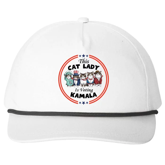 This Cat Lady Voting For Kamala Harris 2024 1st Female President Snapback Five-Panel Rope Hat