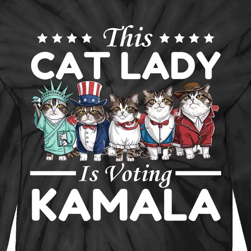 This Cat Lady Voting For Kamala Harris 2024 1st Female President Tie-Dye Long Sleeve Shirt