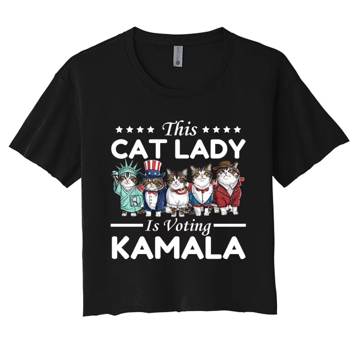 This Cat Lady Voting For Kamala Harris 2024 1st Female President Women's Crop Top Tee