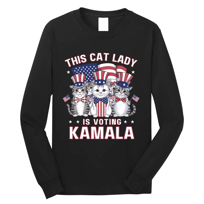 This Cat Lady Voting For Kamala Harris 2024 1st Female President Long Sleeve Shirt