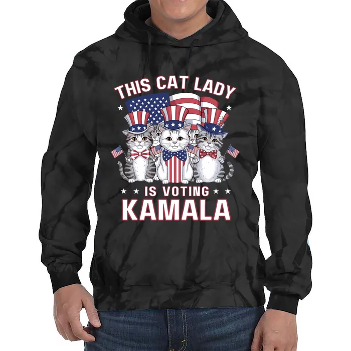 This Cat Lady Voting For Kamala Harris 2024 1st Female President Tie Dye Hoodie