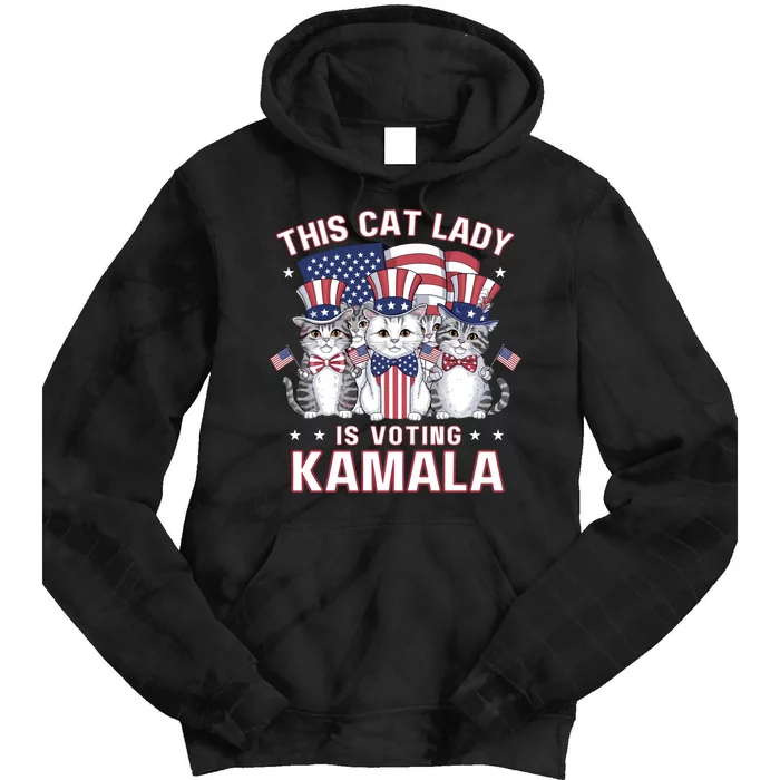 This Cat Lady Voting For Kamala Harris 2024 1st Female President Tie Dye Hoodie