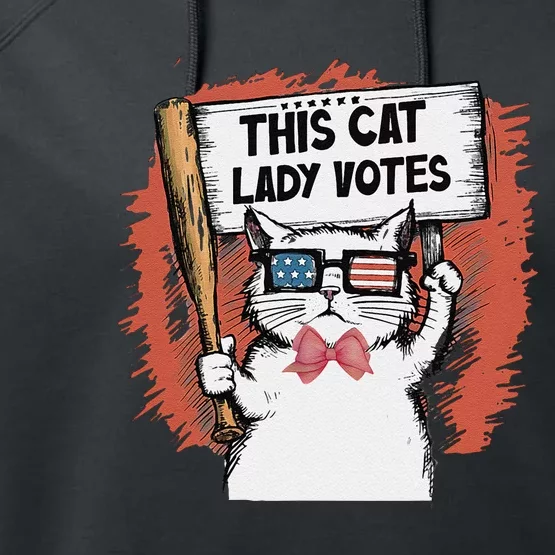 This Cat Lady Votes President Election Vote Cute Cat Gift Performance Fleece Hoodie