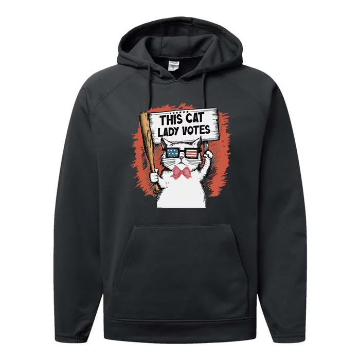 This Cat Lady Votes President Election Vote Cute Cat Gift Performance Fleece Hoodie