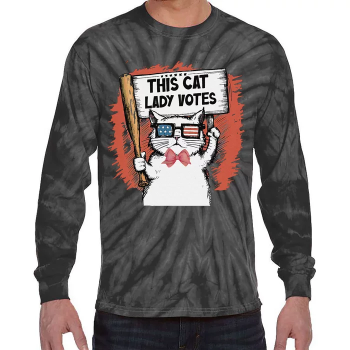 This Cat Lady Votes President Election Vote Cute Cat Gift Tie-Dye Long Sleeve Shirt