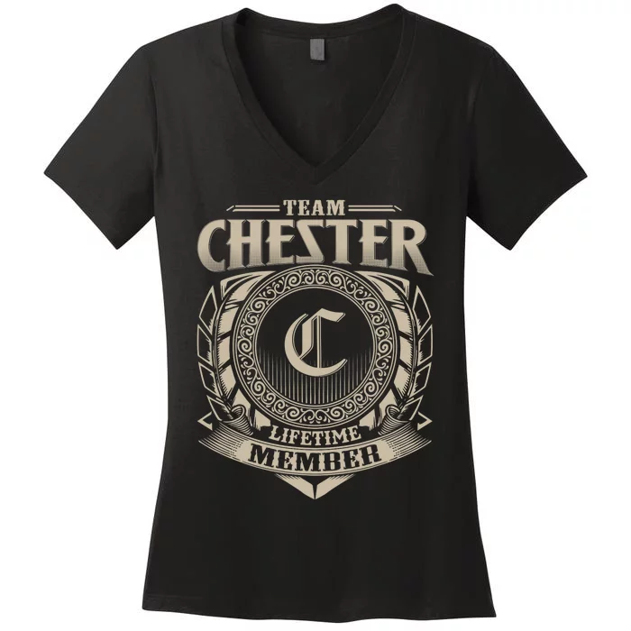 Team CHESTER Lifetime Member CHESTER Name Personalized Women's V-Neck T-Shirt