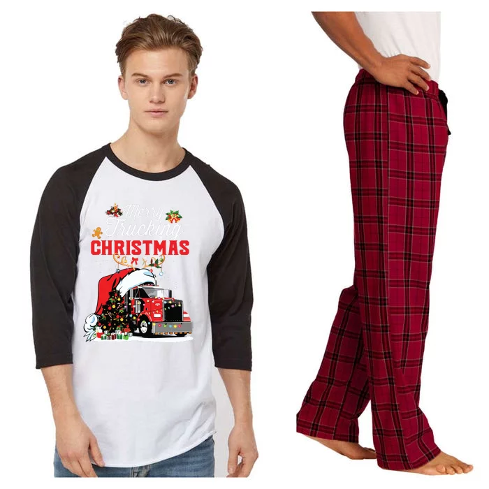 Trucker Christmas Merry Trucking Christmas For Truck Drivers Raglan Sleeve Pajama Set