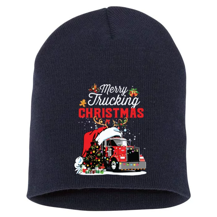 Trucker Christmas Merry Trucking Christmas For Truck Drivers Short Acrylic Beanie