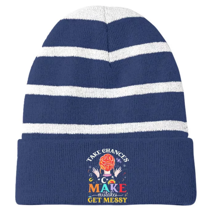 Take chances make mistakes Get Messy Science Teacher Striped Beanie with Solid Band