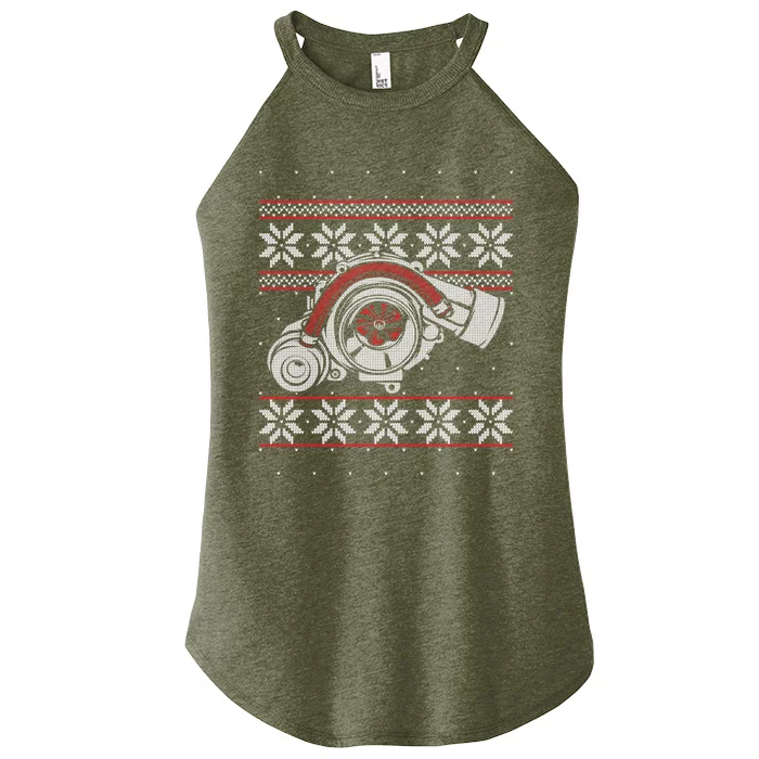 Turbo Car Mechanic Matching Ugly Christmas Racing Drifting Cool Gift Women’s Perfect Tri Rocker Tank