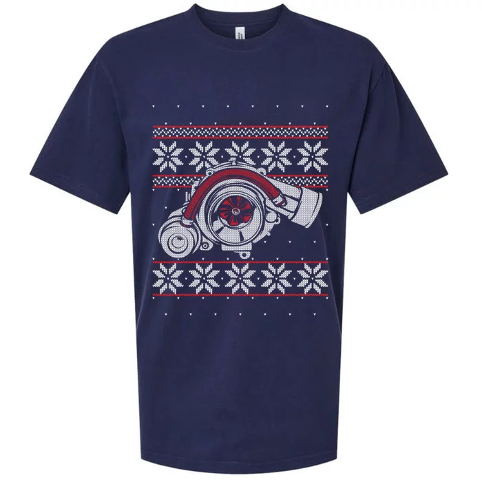 Turbo Car Mechanic Matching Ugly Christmas Racing Drifting Cool Gift Sueded Cloud Jersey T-Shirt