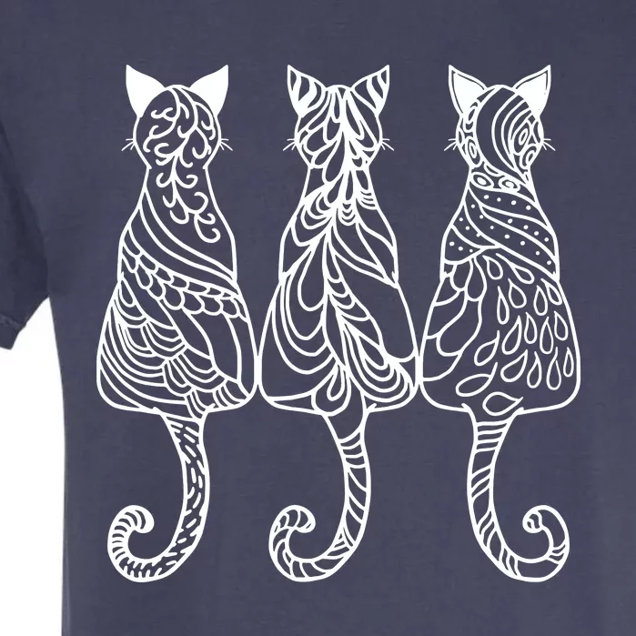 Three Cats Motif Paisley Cute Animal Cat Lovers Artists Garment-Dyed Heavyweight T-Shirt