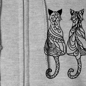 Three Cats Motif Paisley Cute Animal Cat Lovers Artists Full Zip Hoodie