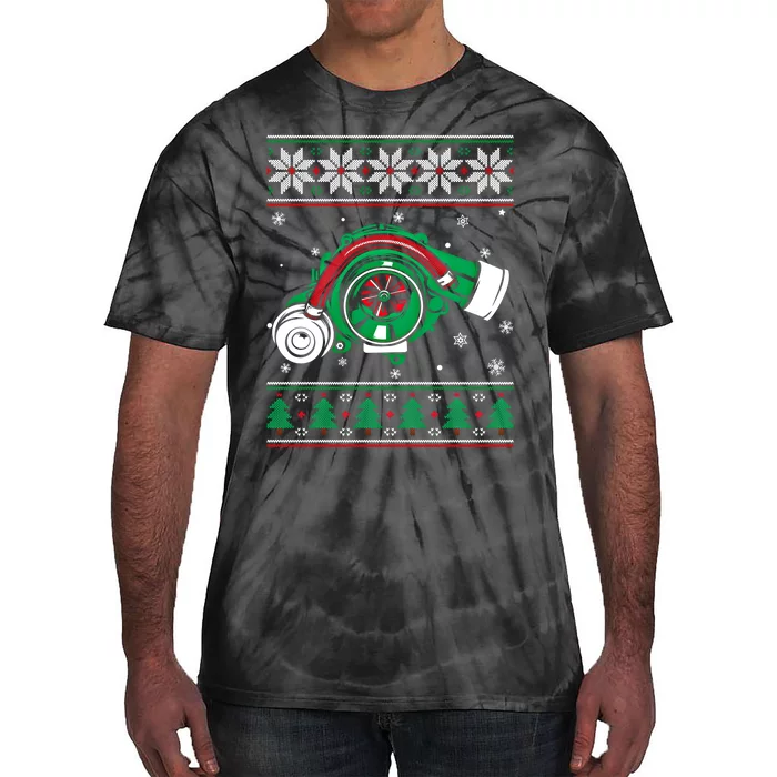 Turbo Car Mechanic Matching Ugly Christmas Racing Drifting Gift Tie-Dye T-Shirt