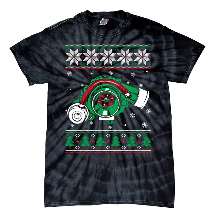 Turbo Car Mechanic Matching Ugly Christmas Racing Drifting Gift Tie-Dye T-Shirt