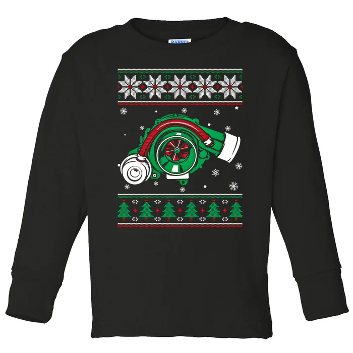 Turbo Car Mechanic Matching Ugly Christmas Racing Drifting Gift Toddler Long Sleeve Shirt