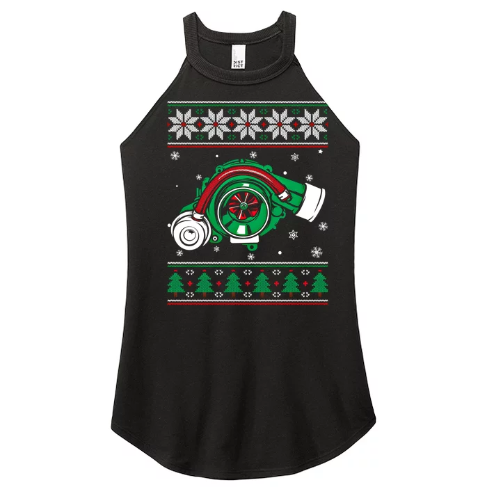 Turbo Car Mechanic Matching Ugly Christmas Racing Drifting Gift Women’s Perfect Tri Rocker Tank