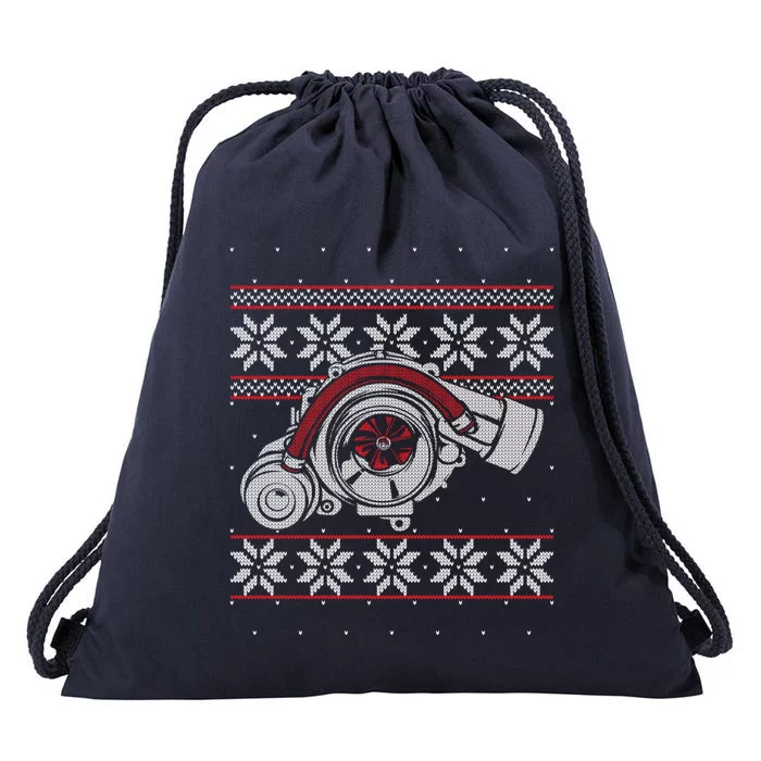 Turbo Car Mechanic Matching Ugly Christmas Racing Drifting Gift Drawstring Bag